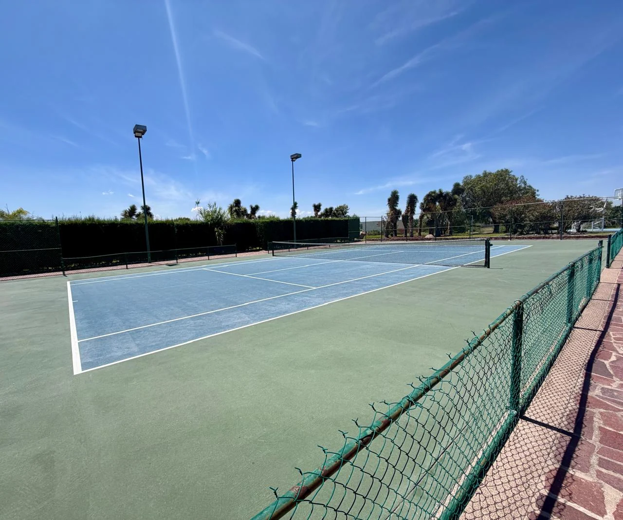 Canchas de tenis de Alquerías con superficie azul y verde.